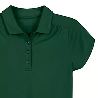 IZOD Performance Mesh Little & Big Kid Girls Short Sleeve Regular Fit Wrinkle Resistant Moisture Wicking Polo Shirt
