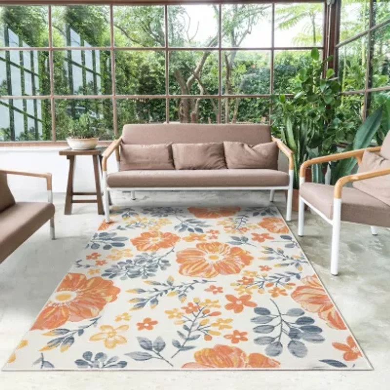LR Home Bless Floral 24"X96" Indoor Outdoor Rectangular Runner