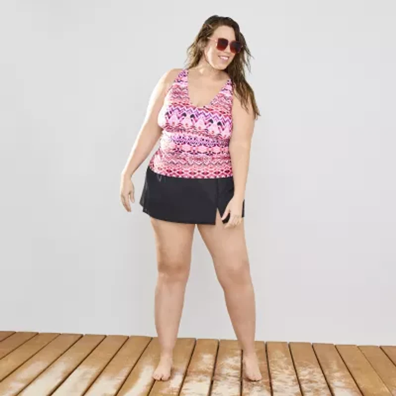 Sonnet Shores Womens Comfort Waistband Plus Swim Skirt