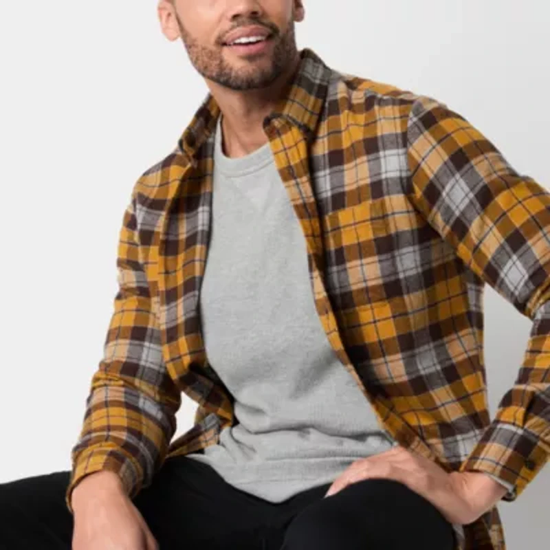 St. John's Bay Mens Long Sleeve Classic Fit Flannel Shirt