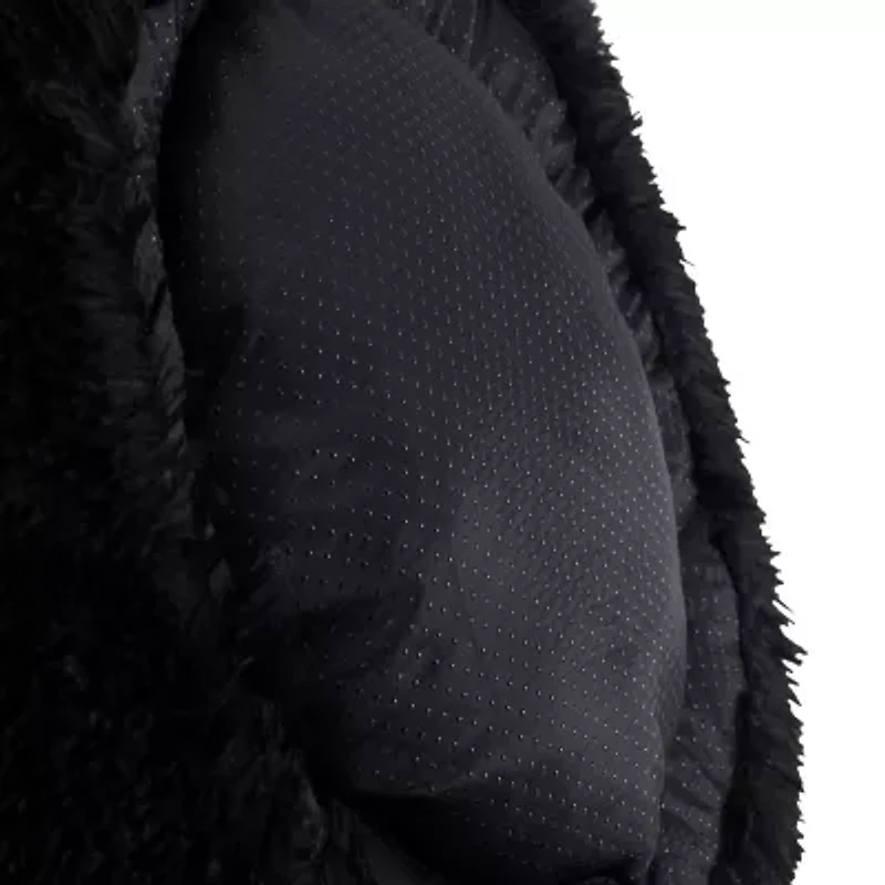 Sweet Home Collection 20in Black Round Calming Faux Fur Donut Pet Bed