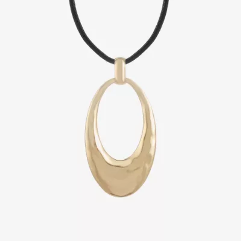 Liz Claiborne Cord Hammered Womens 18 Inch Pendant Necklace
