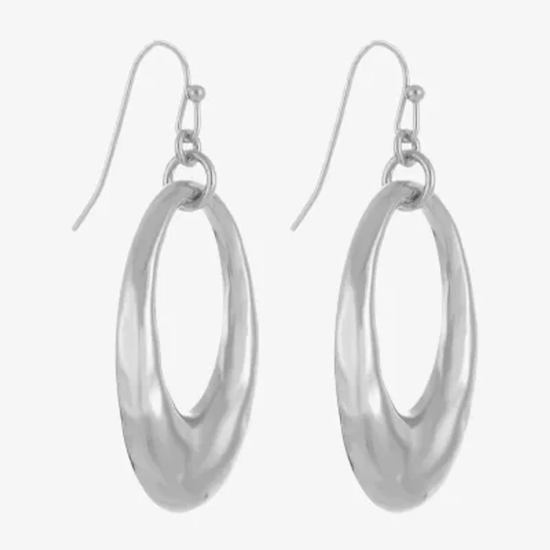 Liz Claiborne Hammered Link Womens Drop Earrings