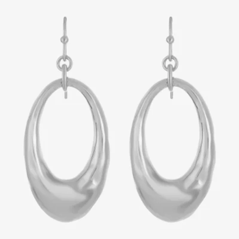 Liz Claiborne Hammered Link Womens Drop Earrings