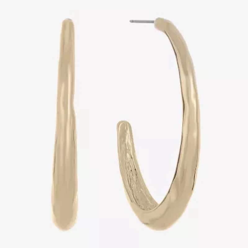 Liz Claiborne Hammered Womens 44.5mm Hypoallergenic Hoop Earrings