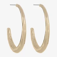 Liz Claiborne Hammered Womens 44.5mm Hypoallergenic Hoop Earrings