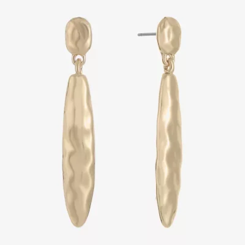 Liz Claiborne Hammered Womens Hypoallergenic Drop Earrings