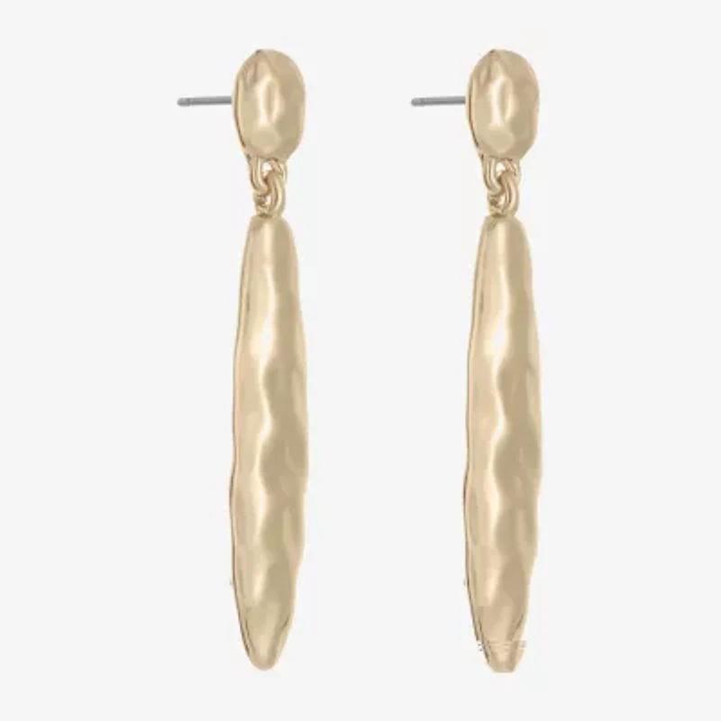 Liz Claiborne Hammered Womens Hypoallergenic Drop Earrings