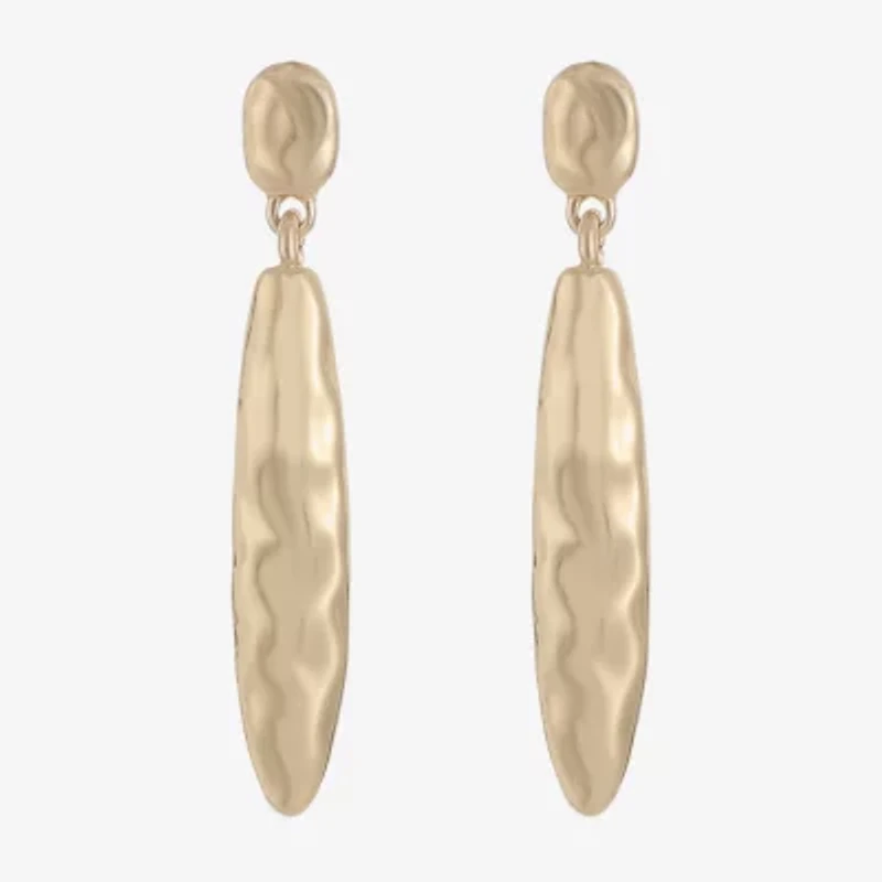 Liz Claiborne Hammered Womens Hypoallergenic Drop Earrings