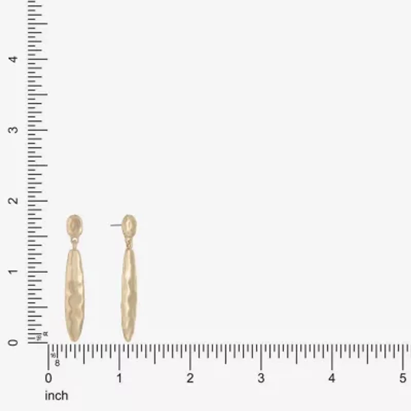 Liz Claiborne Hammered Womens Hypoallergenic Drop Earrings