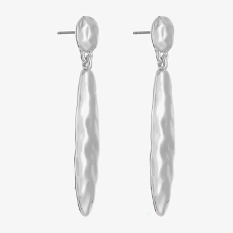 Liz Claiborne Hammered Womens Hypoallergenic Drop Earrings