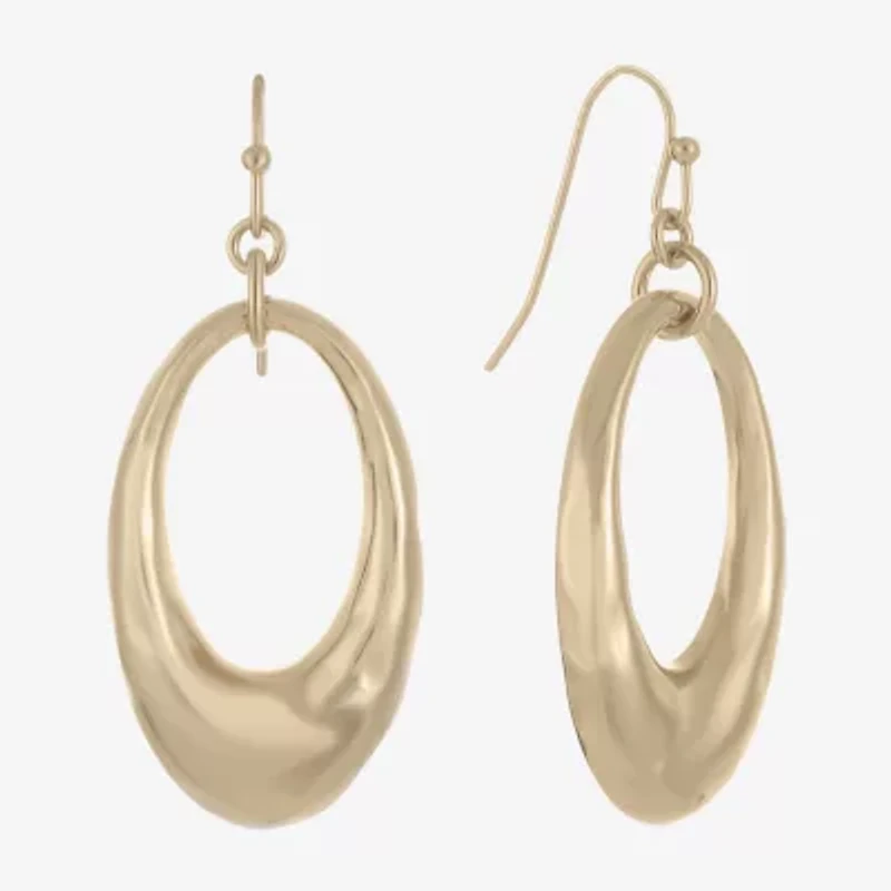 Liz Claiborne Hammered Link Womens Drop Earrings