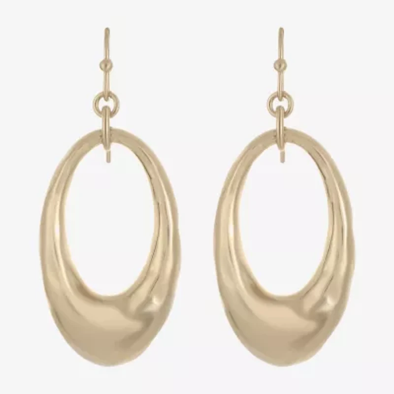 Liz Claiborne Hammered Link Womens Drop Earrings