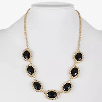 Monet Jewelry Gold Tone Womens Black 17 Inch Collar Necklace