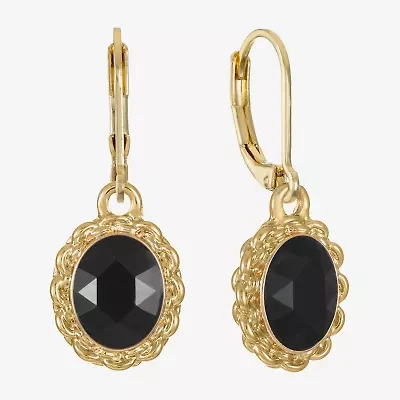 Monet Jewelry Gold Tone Womens Glass Oval Drop Earrings