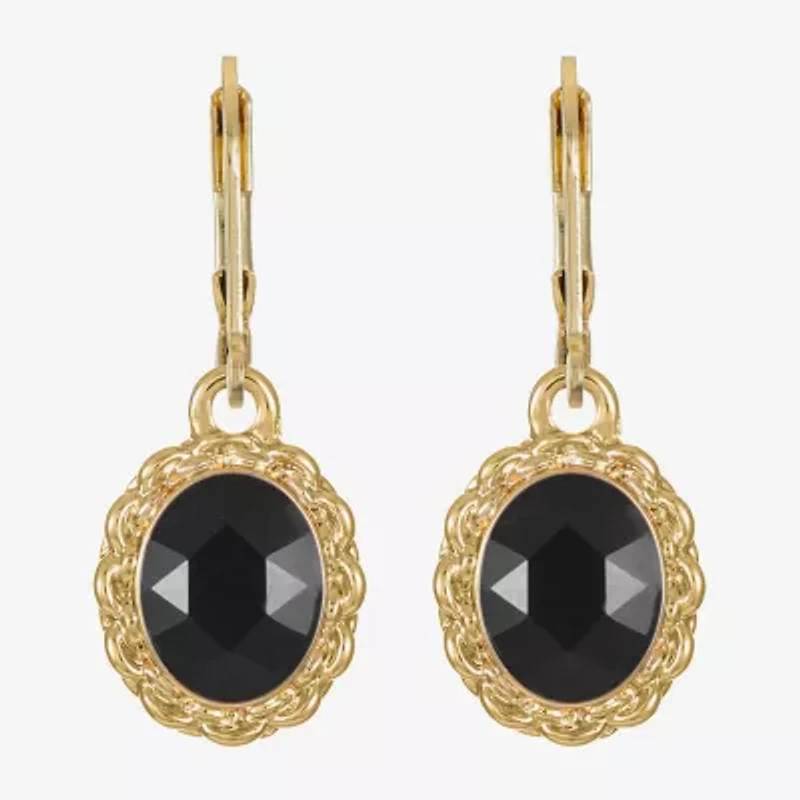 Monet Jewelry Gold Tone Womens Glass Oval Drop Earrings