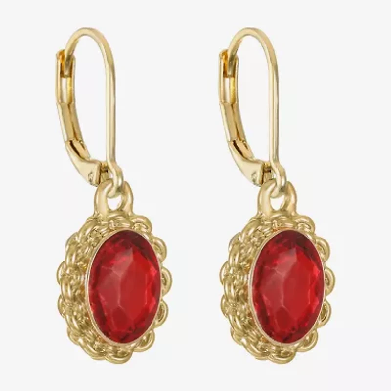 Monet Jewelry Gold Tone Womens Glass Oval Drop Earrings