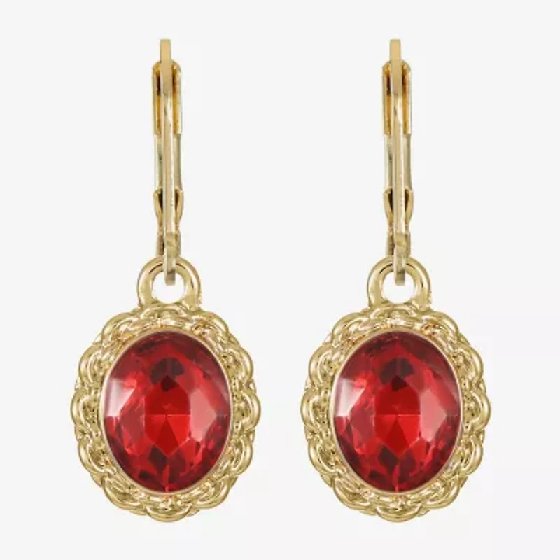 Monet Jewelry Gold Tone Womens Glass Oval Drop Earrings