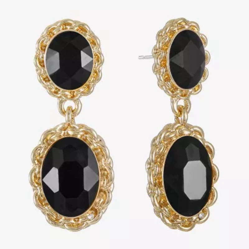 Monet Jewelry Gold Tone Womens Glass Oval Hypoallergenic Drop Earrings
