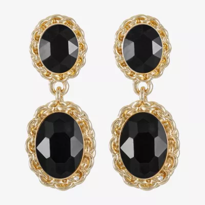 Monet Jewelry Gold Tone Womens Glass Oval Hypoallergenic Drop Earrings