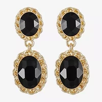Monet Jewelry Gold Tone Womens Glass Oval Hypoallergenic Drop Earrings