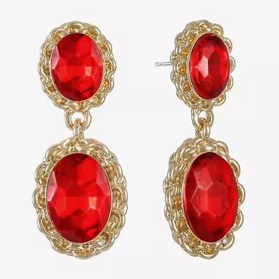 Monet Jewelry Gold Tone Womens Glass Oval Hypoallergenic Drop Earrings