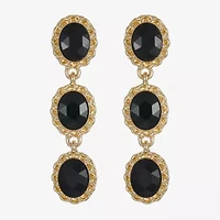 Monet Jewelry Gold Tone Womens Black Glass Oval Hypoallergenic Drop Earrings