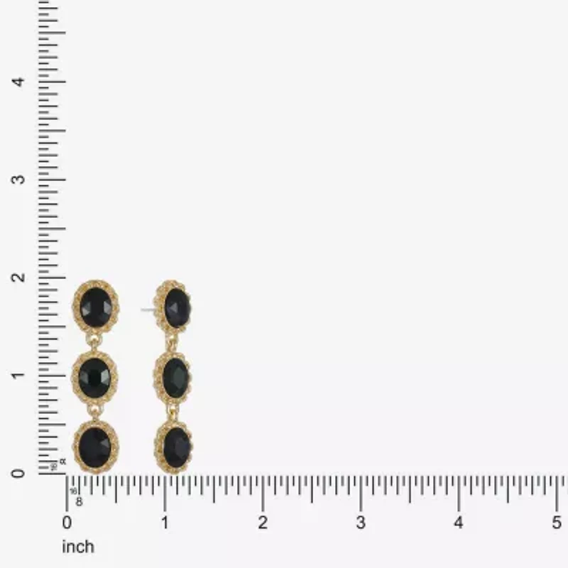 Monet Jewelry Gold Tone Womens Black Glass Oval Hypoallergenic Drop Earrings