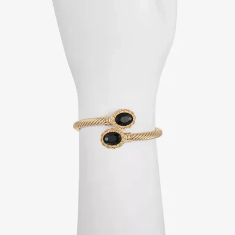 Monet Jewelry Gold Tone Womens Glass Oval Bangle Bracelet