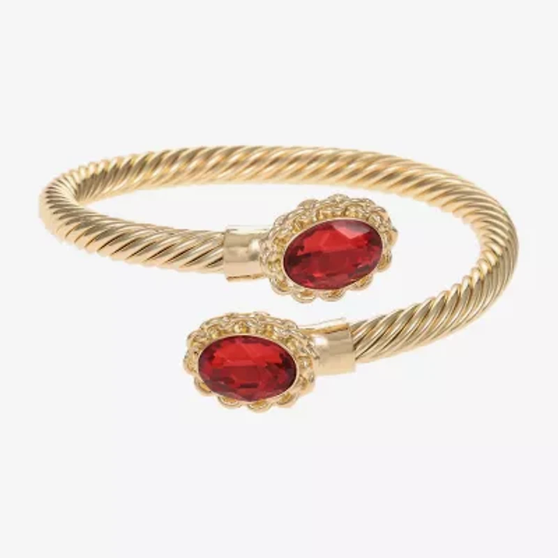 Monet Jewelry Gold Tone Womens Glass Oval Bangle Bracelet
