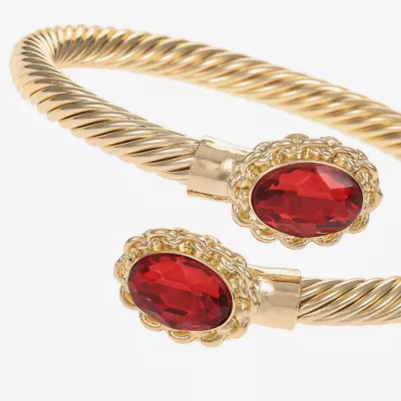 Monet Jewelry Gold Tone Womens Glass Oval Bangle Bracelet