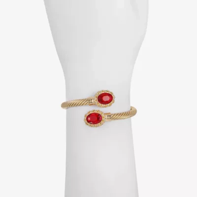 Monet Jewelry Gold Tone Womens Glass Oval Bangle Bracelet