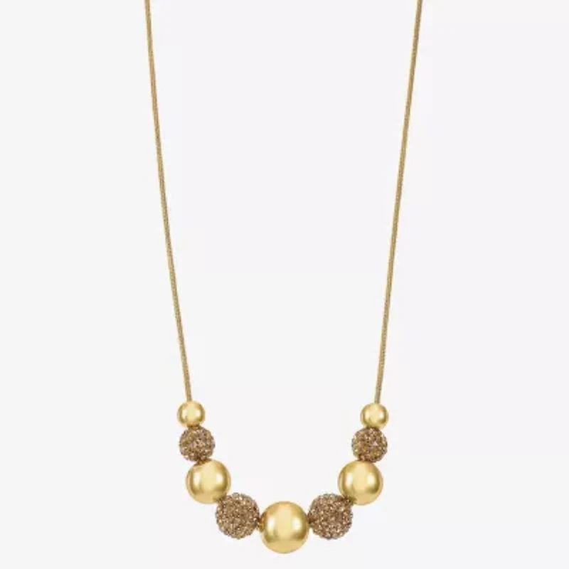 Monet Jewelry Frontal Womens Brown Surgical Steel 17 Inch Collar Necklace