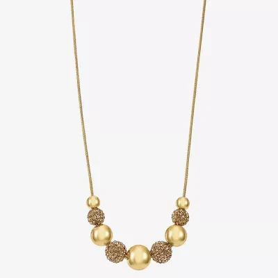 Monet Jewelry Frontal Womens Brown Surgical Steel 17 Inch Collar Necklace