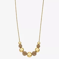 Monet Jewelry Frontal Womens Brown Surgical Steel 17 Inch Collar Necklace
