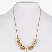 Monet Jewelry Frontal Womens Brown Surgical Steel 17 Inch Collar Necklace
