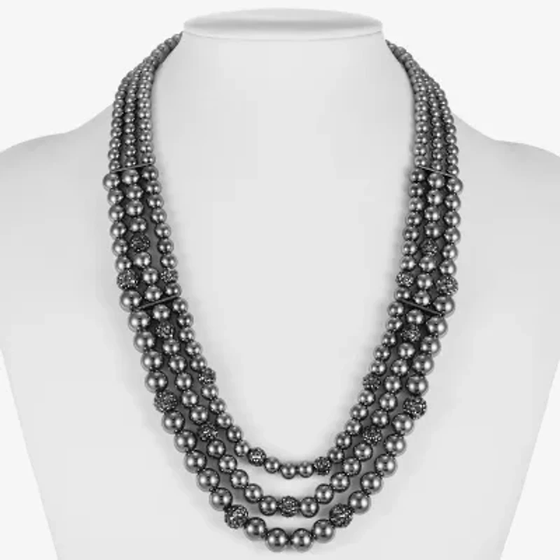 Monet Jewelry Womens Brown Glass 18 Inch Beaded Necklace