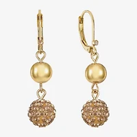 Monet Jewelry Double Beaded Womens Brown Glass Surgical Steel Round Drop Earrings