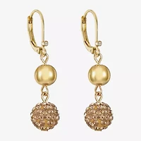 Monet Jewelry Double Beaded Womens Brown Glass Surgical Steel Round Drop Earrings
