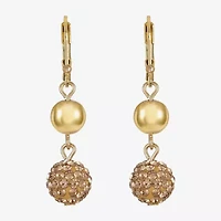 Monet Jewelry Double Beaded Womens Brown Glass Surgical Steel Round Drop Earrings