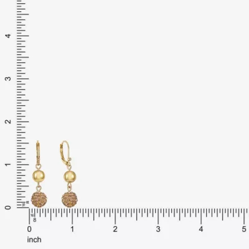Monet Jewelry Double Beaded Womens Brown Glass Surgical Steel Round Drop Earrings