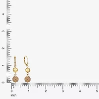 Monet Jewelry Double Beaded Womens Brown Glass Surgical Steel Round Drop Earrings