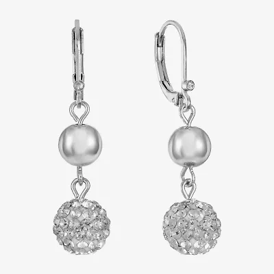 Monet Jewelry Double Beaded Womens Brown Glass Surgical Steel Round Drop Earrings