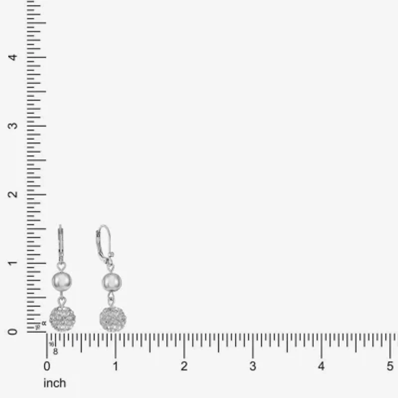 Monet Jewelry Double Beaded Womens Brown Glass Surgical Steel Round Drop Earrings