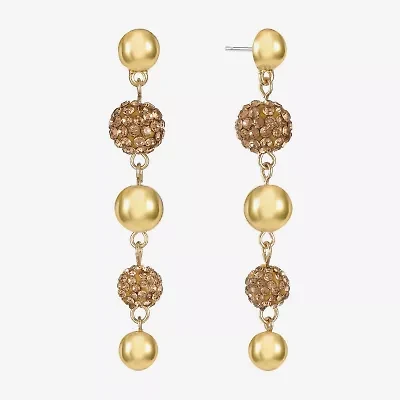 Monet Jewelry Beaded Womens Brown Glass Surgical Steel Round Hypoallergenic Drop Earrings