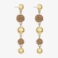 Monet Jewelry Beaded Womens Brown Glass Surgical Steel Round Hypoallergenic Drop Earrings