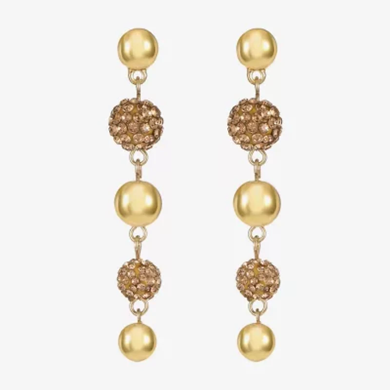 Monet Jewelry Beaded Womens Brown Glass Surgical Steel Round Hypoallergenic Drop Earrings