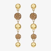 Monet Jewelry Beaded Womens Brown Glass Surgical Steel Round Hypoallergenic Drop Earrings