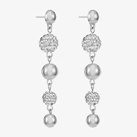 Monet Jewelry Beaded Womens Brown Glass Surgical Steel Round Hypoallergenic Drop Earrings