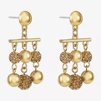 Monet Jewelry Beaded Womens Brown Glass Surgical Steel Round Hypoallergenic Chandelier Earrings